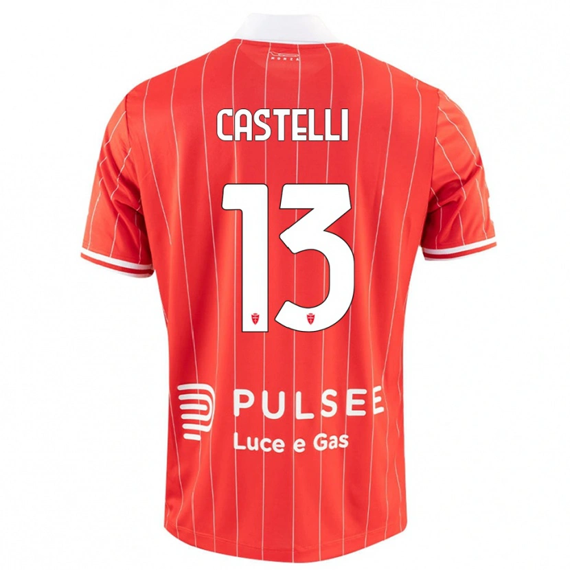 Danxen Kinderen Davide Castelli #13 Rood Wit Thuisshirt Thuistenue 2025/26 T-Shirt