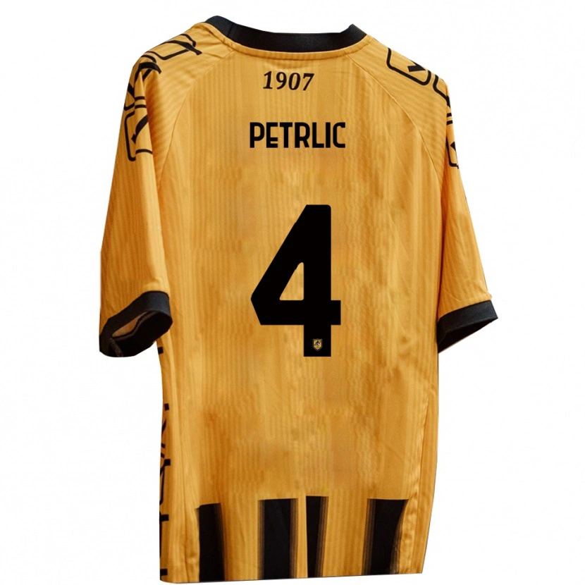 Danxen Kinderen Vincenzo Petrlic #4 Geel Zwart Thuisshirt Thuistenue 2025/26 T-Shirt