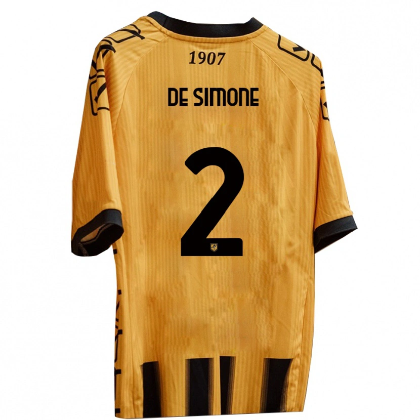 Danxen Kinderen Marco De Simone #2 Geel Zwart Thuisshirt Thuistenue 2025/26 T-Shirt