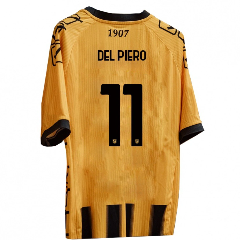 Danxen Kinderen Lorenzo Del Piero #11 Geel Zwart Thuisshirt Thuistenue 2025/26 T-Shirt