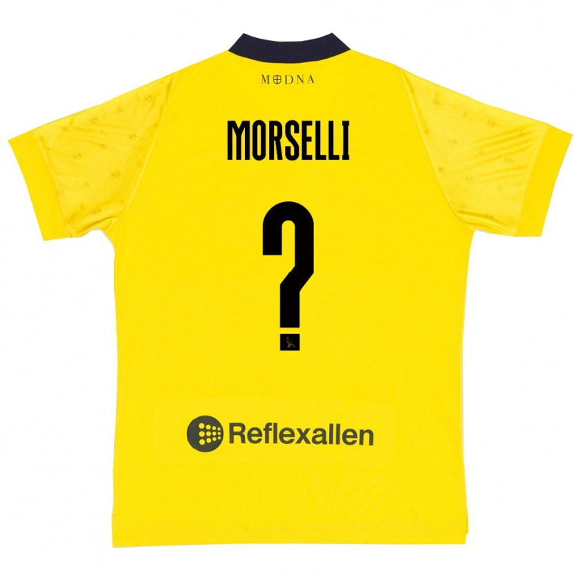 Danxen Kinderen Gabriele Morselli #0 Geel Donkerblauw Thuisshirt Thuistenue 2025/26 T-Shirt