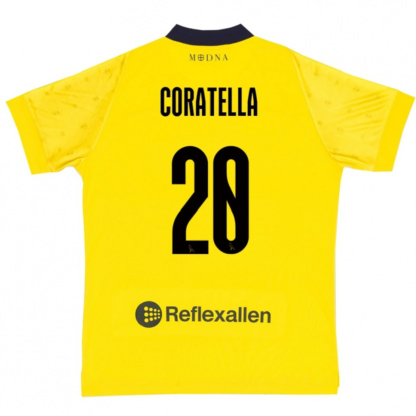 Danxen Kinderen Fabio Coratella #20 Geel Donkerblauw Thuisshirt Thuistenue 2025/26 T-Shirt