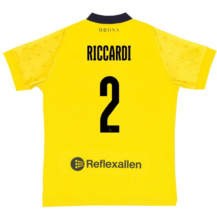 Danxen Kinderen Marcello Riccardi #2 Geel Donkerblauw Thuisshirt Thuistenue 2025/26 T-Shirt