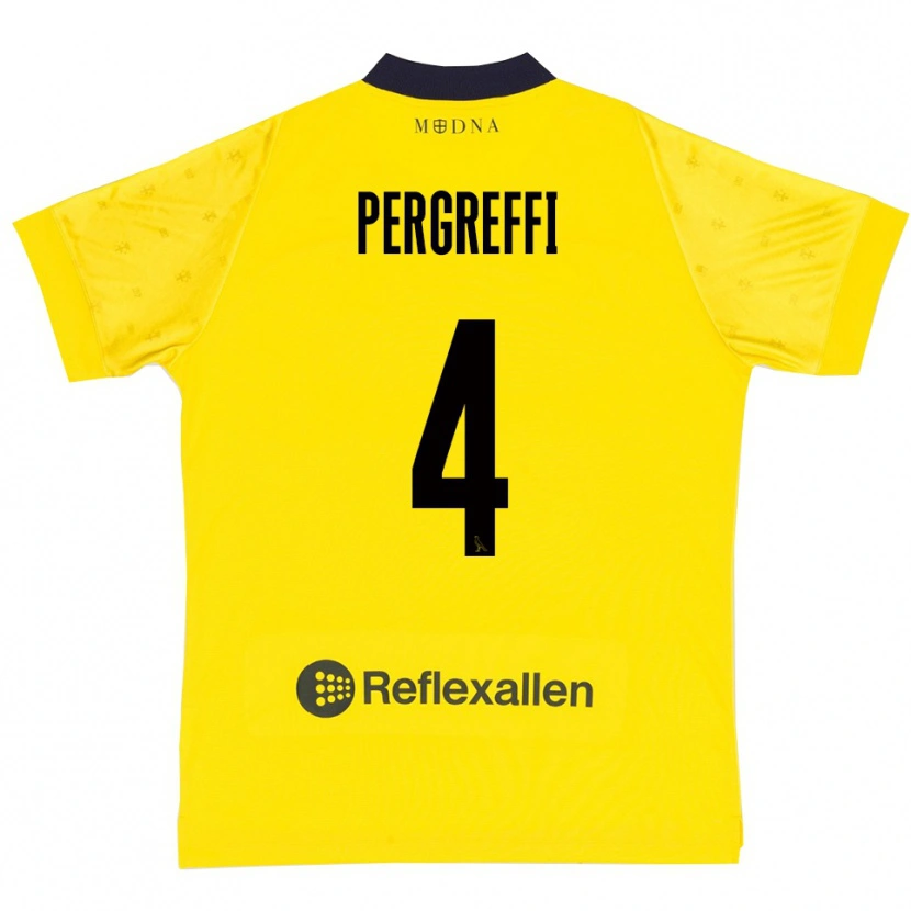 Danxen Kinderen Antonio Pergreffi #4 Geel Donkerblauw Thuisshirt Thuistenue 2025/26 T-Shirt