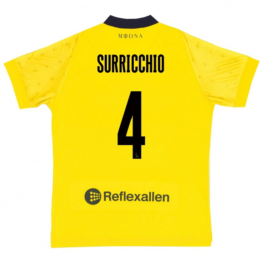Danxen Kinderen Jacopo Surricchio #4 Geel Donkerblauw Thuisshirt Thuistenue 2025/26 T-Shirt
