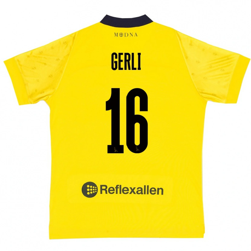 Danxen Kinderen Fabio Gerli #16 Geel Donkerblauw Thuisshirt Thuistenue 2025/26 T-Shirt
