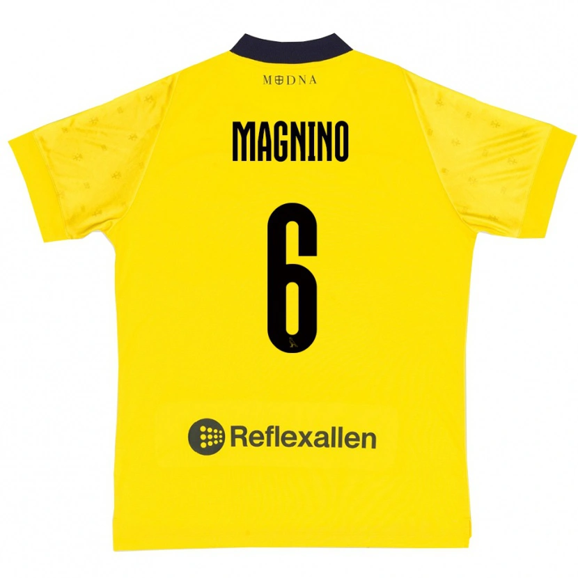 Danxen Kinderen Luca Magnino #6 Geel Donkerblauw Thuisshirt Thuistenue 2025/26 T-Shirt