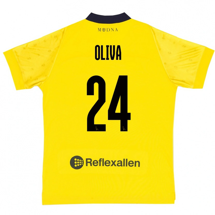 Danxen Kinderen Marco Oliva #24 Geel Donkerblauw Thuisshirt Thuistenue 2025/26 T-Shirt