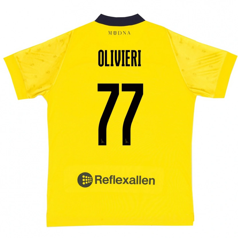 Danxen Kinderen Edoardo Olivieri #77 Geel Donkerblauw Thuisshirt Thuistenue 2025/26 T-Shirt