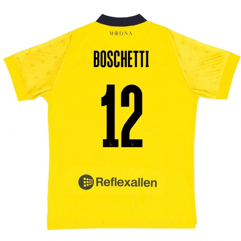 Danxen Kinderen Matteo Boschetti #12 Geel Donkerblauw Thuisshirt Thuistenue 2025/26 T-Shirt