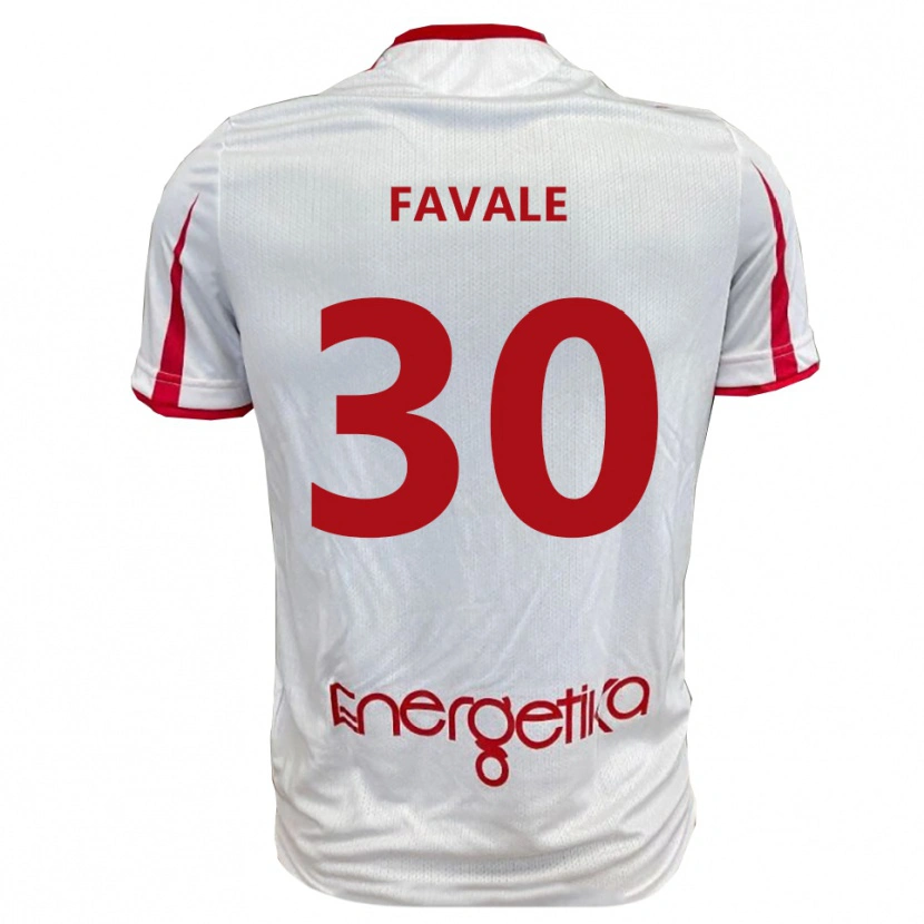 Danxen Kinderen Giulio Favale #30 Wit Rood Thuisshirt Thuistenue 2025/26 T-Shirt