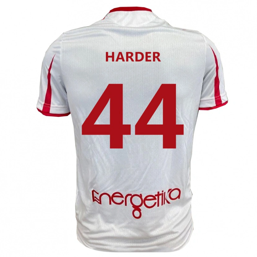 Danxen Kinderen Jonas Harder #44 Wit Rood Thuisshirt Thuistenue 2025/26 T-Shirt