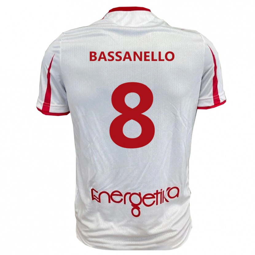 Danxen Kinderen Davide Bassanello #8 Wit Rood Thuisshirt Thuistenue 2025/26 T-Shirt