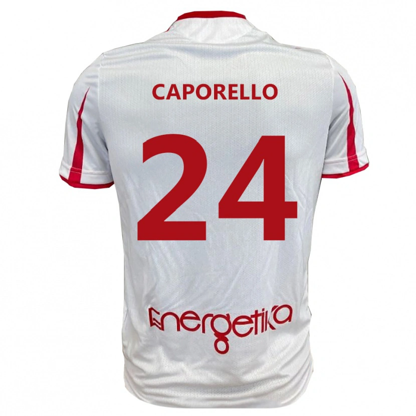 Danxen Kinderen Edoardo Caporello #24 Wit Rood Thuisshirt Thuistenue 2025/26 T-Shirt