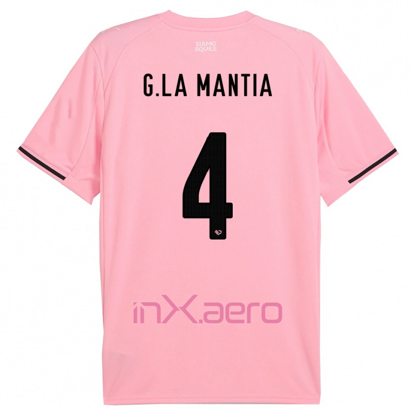Danxen Kinderen Giulio La Mantia #4 Roze Zwart Thuisshirt Thuistenue 2025/26 T-Shirt