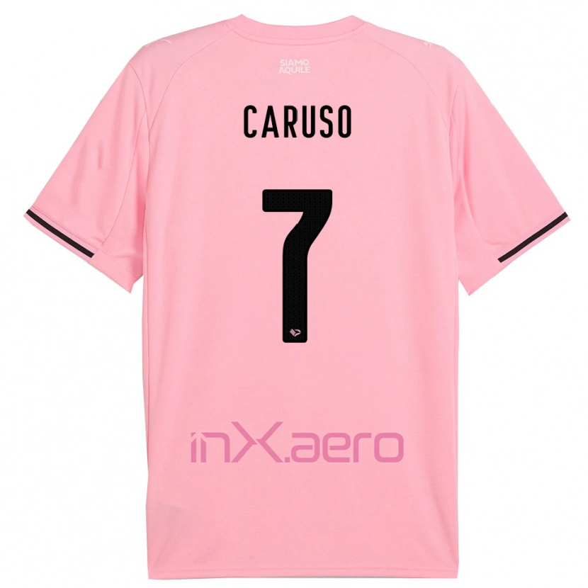 Danxen Kinderen Edoardo Caruso #7 Roze Zwart Thuisshirt Thuistenue 2025/26 T-Shirt