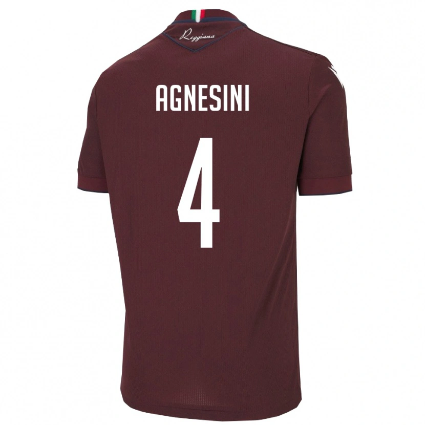 Danxen Kinderen Alessandro Agnesini #4 Bourgondië Wit Thuisshirt Thuistenue 2025/26 T-Shirt