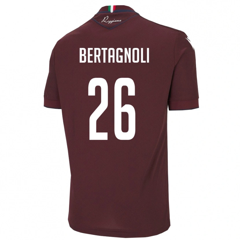 Danxen Kinderen Massimo Bertagnoli #26 Bourgondië Wit Thuisshirt Thuistenue 2025/26 T-Shirt