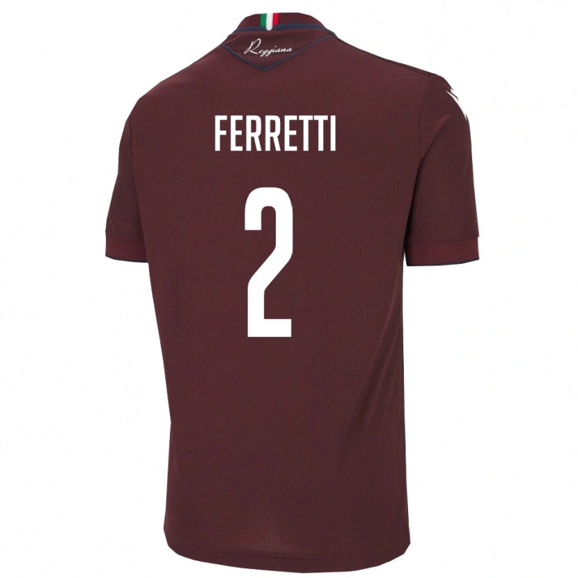 Danxen Kinderen Nicolò Ferretti #2 Bourgondië Wit Thuisshirt Thuistenue 2025/26 T-Shirt
