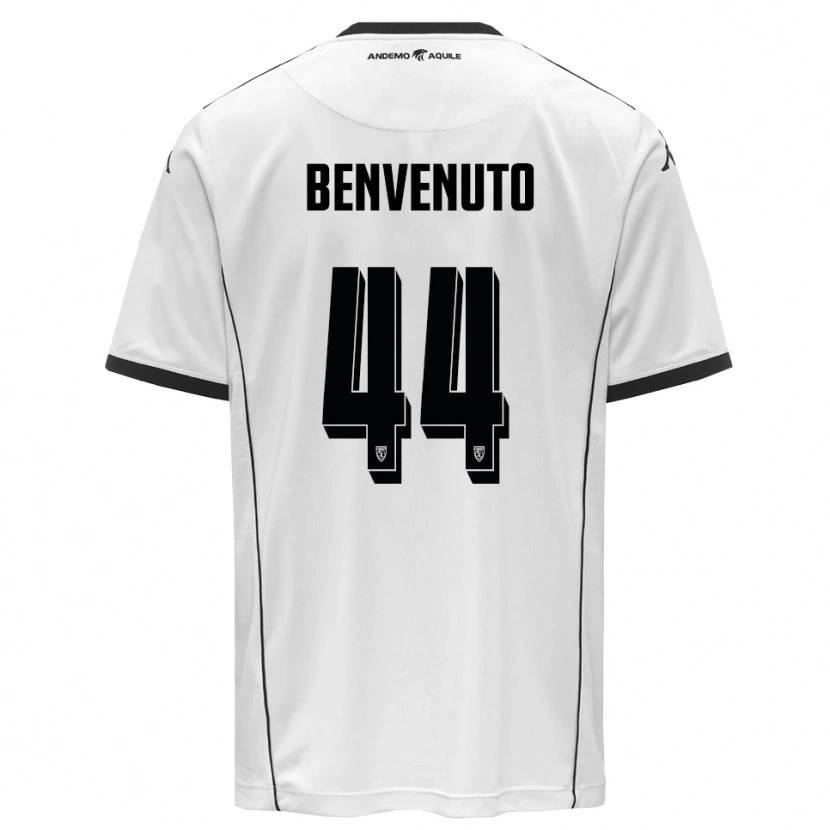 Danxen Kinderen Mattia Benvenuto #44 Wit Zwart Thuisshirt Thuistenue 2025/26 T-Shirt