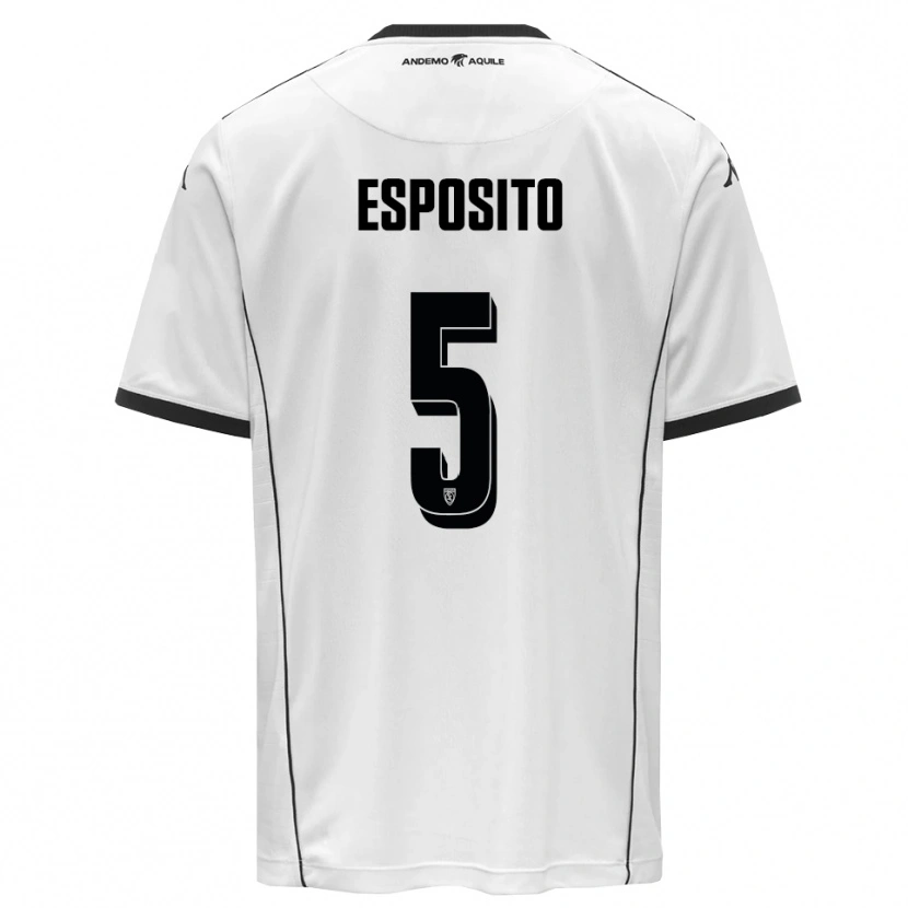 Danxen Kinderen Salvatore Esposito #5 Wit Zwart Thuisshirt Thuistenue 2025/26 T-Shirt