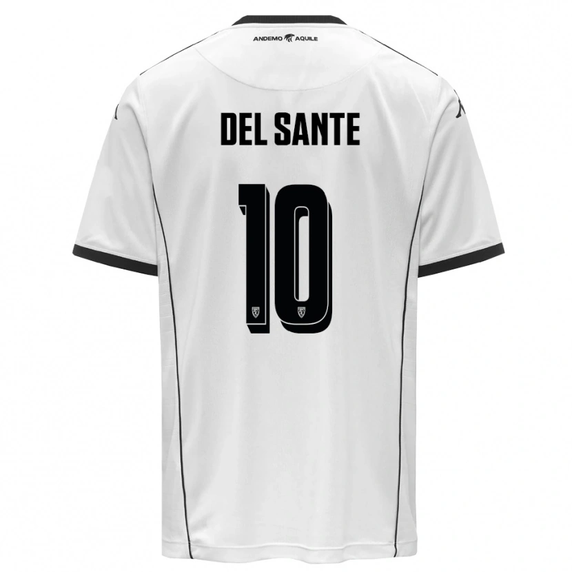 Danxen Kinderen Davide Del Sante #10 Wit Zwart Thuisshirt Thuistenue 2025/26 T-Shirt