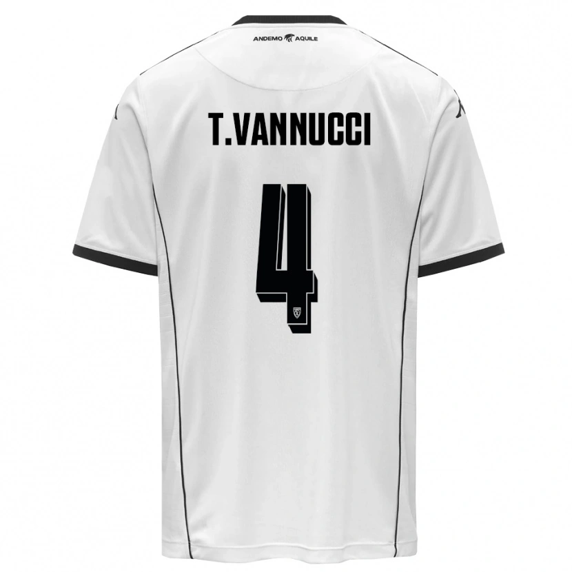 Danxen Kinderen Tommaso Vannucci #4 Wit Zwart Thuisshirt Thuistenue 2025/26 T-Shirt