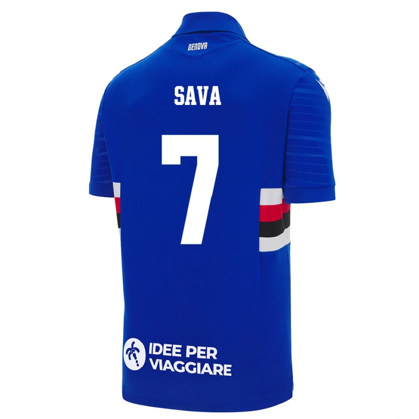 Danxen Kinderen Samuele Sava #7 Blauw Wit Thuisshirt Thuistenue 2025/26 T-Shirt