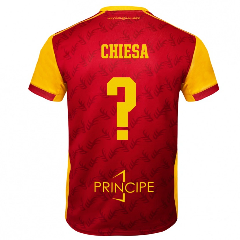 Danxen Kinderen Riccardo Chiesa #0 Geel Rood Thuisshirt Thuistenue 2025/26 T-Shirt
