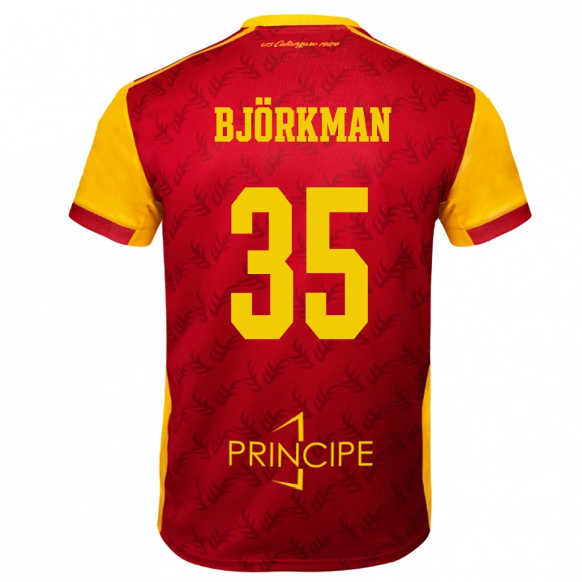 Danxen Kinderen Robin Björkman #35 Geel Rood Thuisshirt Thuistenue 2025/26 T-Shirt
