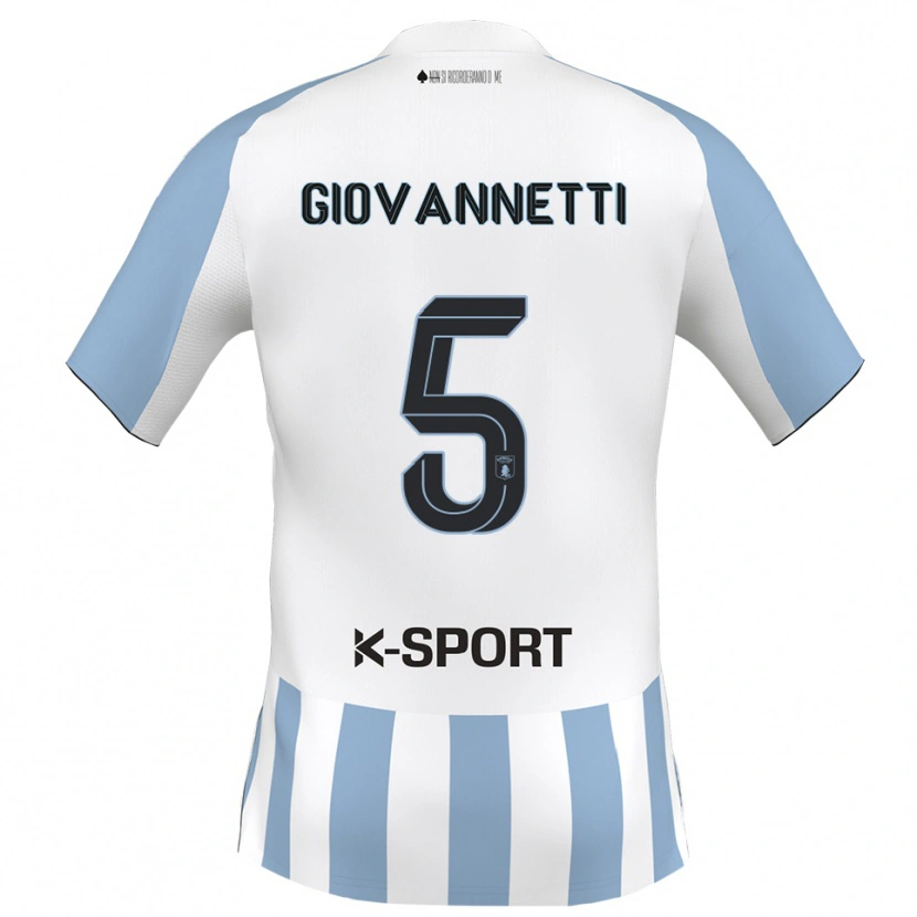 Danxen Kinderen Elia Giovannetti #5 Wit Hemelsblauw Thuisshirt Thuistenue 2025/26 T-Shirt