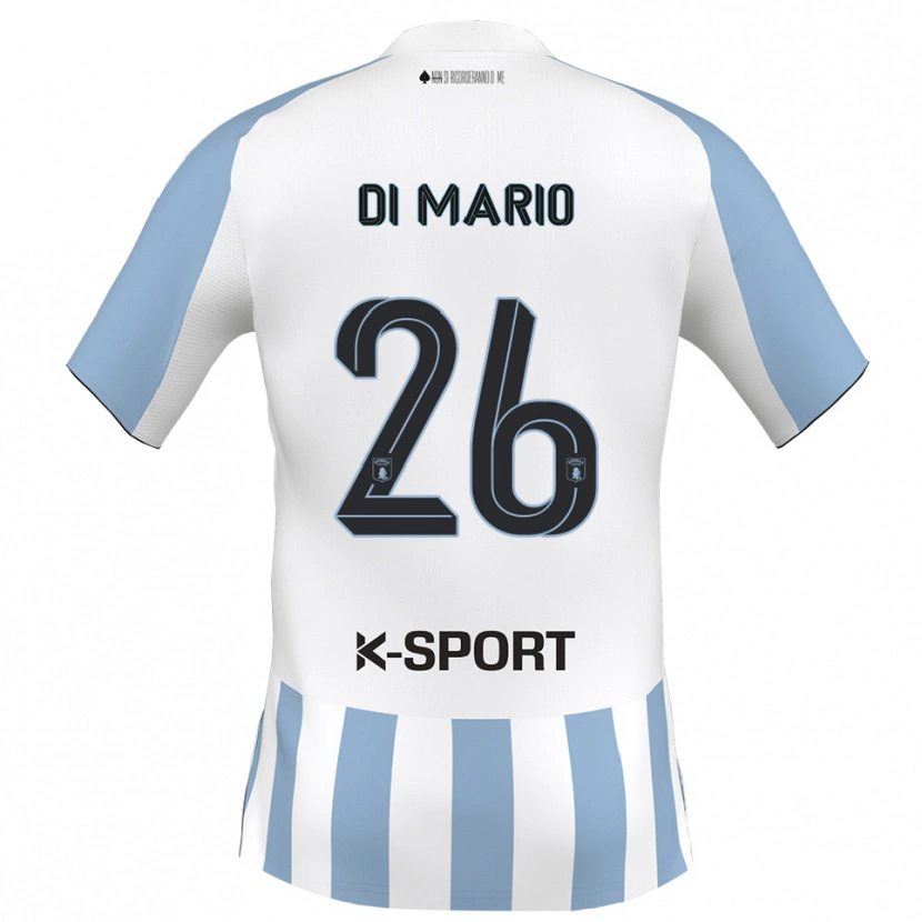 Danxen Kinderen Stefano Di Mario #26 Wit Hemelsblauw Thuisshirt Thuistenue 2025/26 T-Shirt