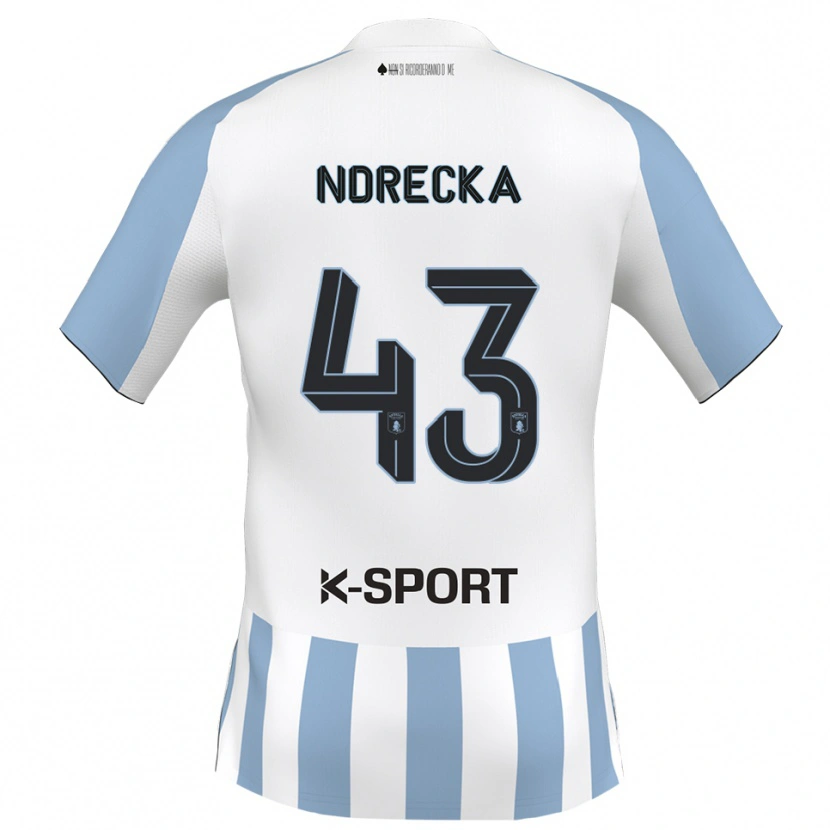 Danxen Kinderen Angelo Ndrecka #43 Wit Hemelsblauw Thuisshirt Thuistenue 2025/26 T-Shirt