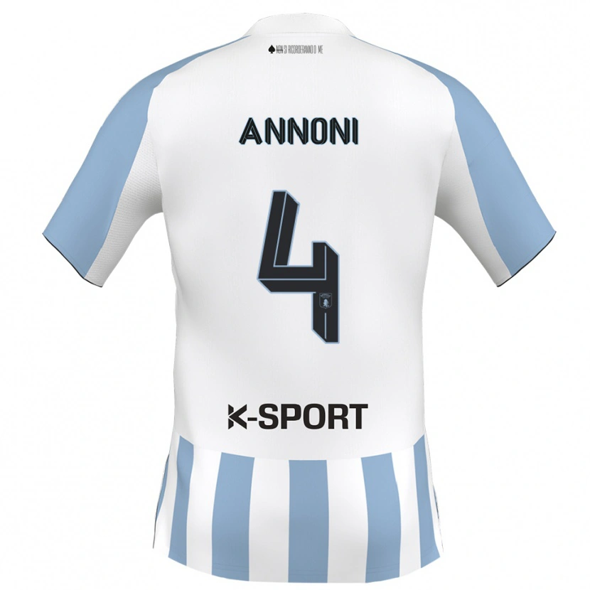 Danxen Kinderen Tommaso Annoni #4 Wit Hemelsblauw Thuisshirt Thuistenue 2025/26 T-Shirt
