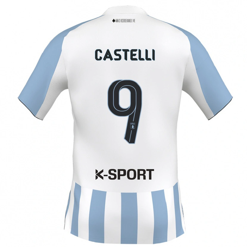 Danxen Kinderen Davide Castelli #9 Wit Hemelsblauw Thuisshirt Thuistenue 2025/26 T-Shirt