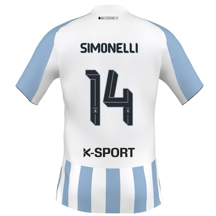 Danxen Kinderen Alessandro Simonelli #14 Wit Hemelsblauw Thuisshirt Thuistenue 2025/26 T-Shirt