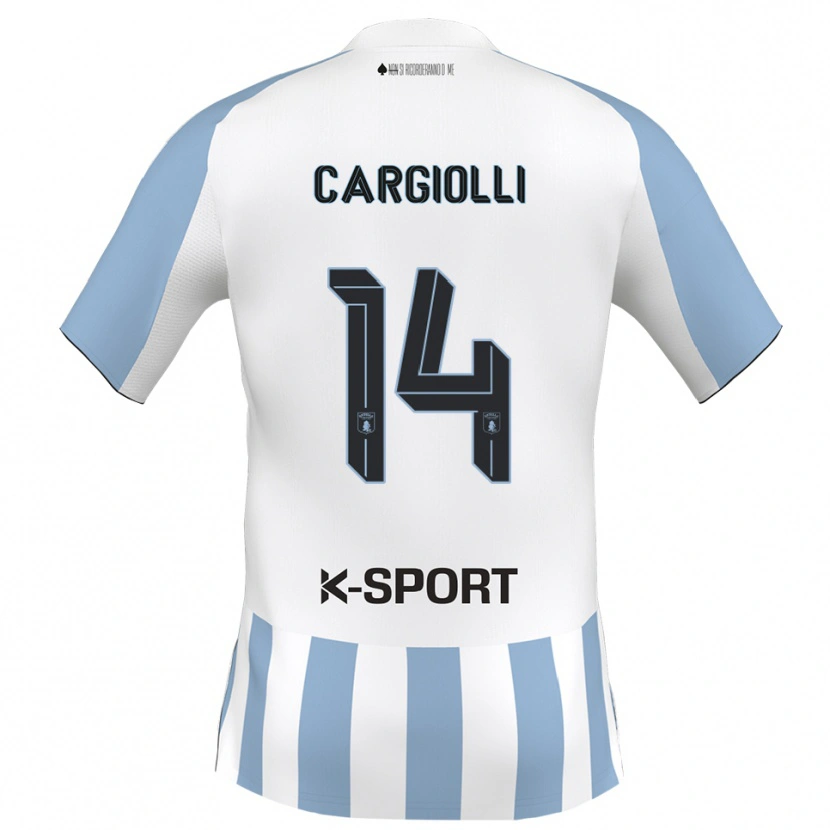Danxen Kinderen Tommaso Cargiolli #14 Wit Hemelsblauw Thuisshirt Thuistenue 2025/26 T-Shirt