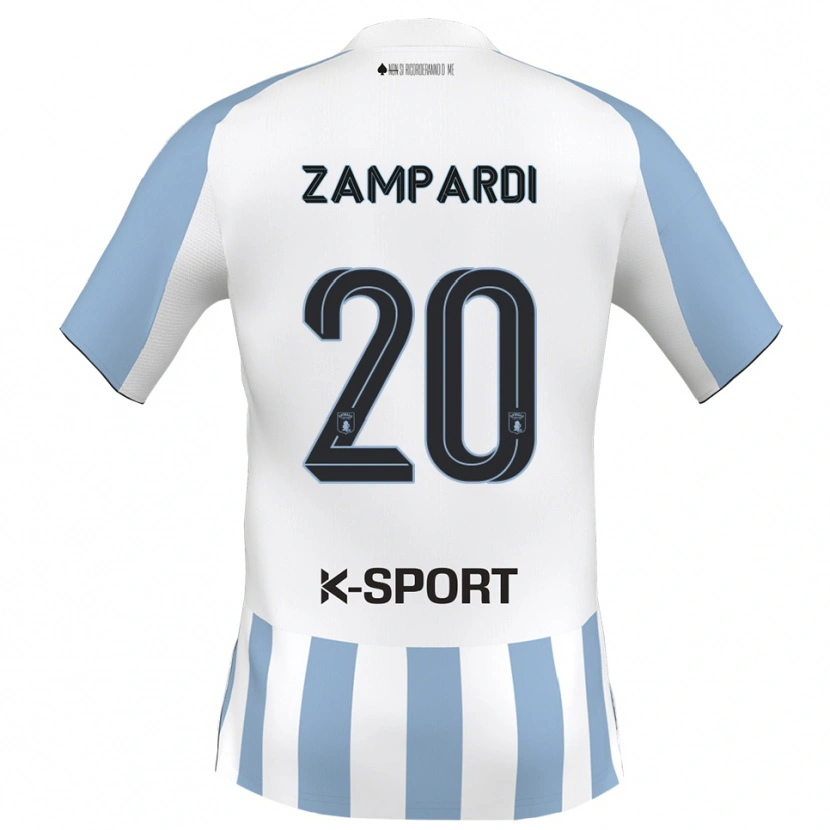 Danxen Kinderen Gabriele Zampardi #20 Wit Hemelsblauw Thuisshirt Thuistenue 2025/26 T-Shirt