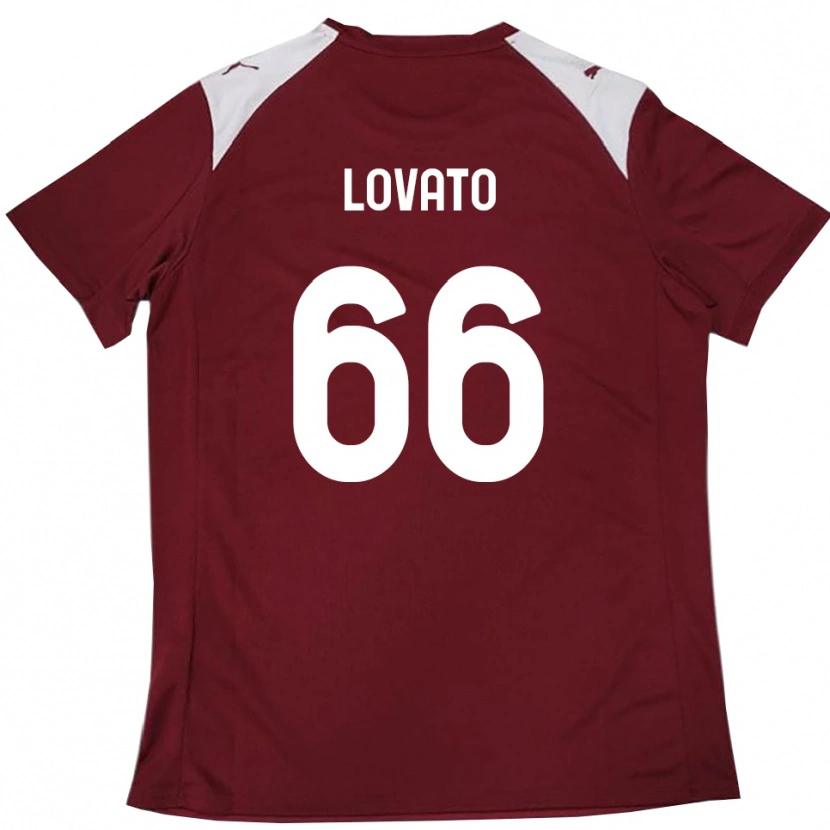 Danxen Kinderen Matteo Lovato #66 Bourgondië Wit Thuisshirt Thuistenue 2025/26 T-Shirt