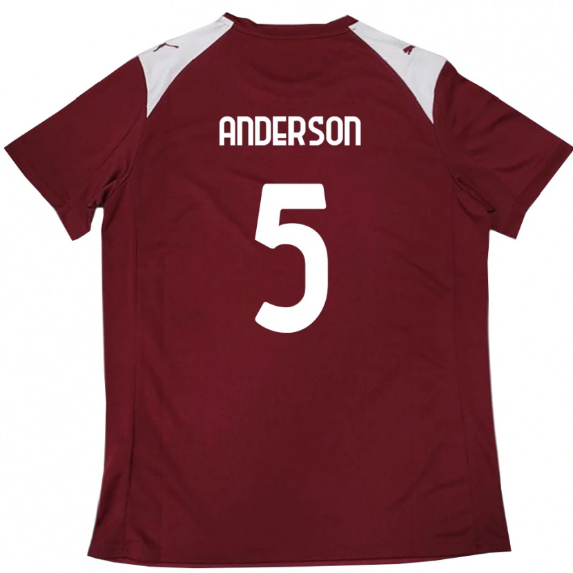 Danxen Kinderen Marcus Anderson #5 Bourgondië Wit Thuisshirt Thuistenue 2025/26 T-Shirt