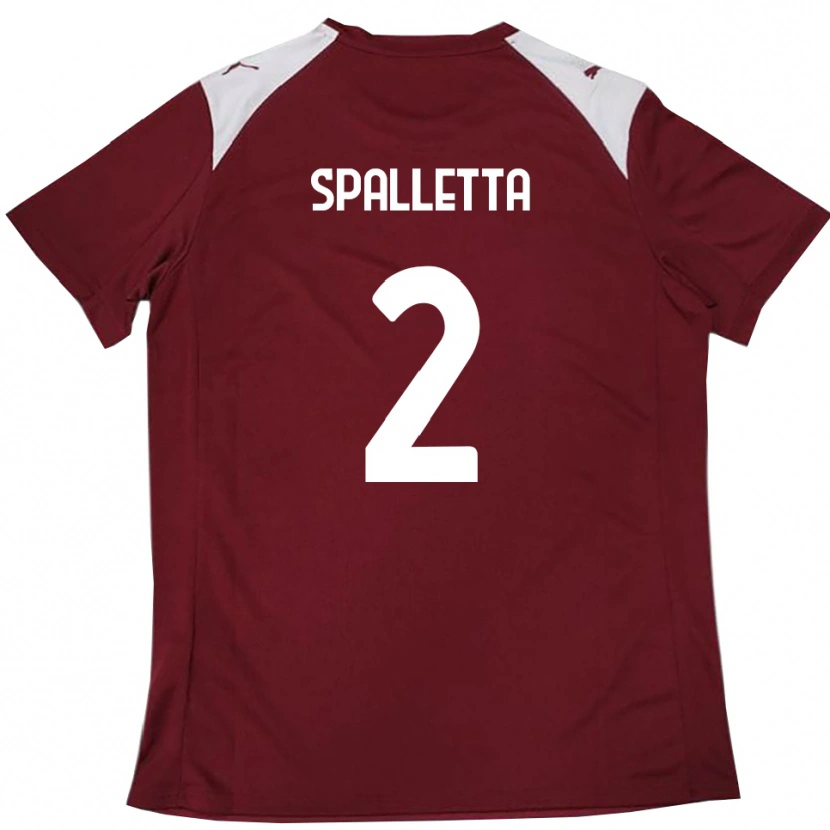 Danxen Kinderen Emanuele Spalletta #2 Bourgondië Wit Thuisshirt Thuistenue 2025/26 T-Shirt