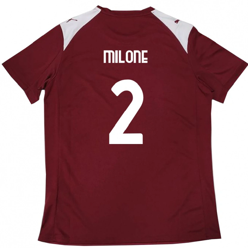 Danxen Kinderen Gabriele Milone #2 Bourgondië Wit Thuisshirt Thuistenue 2025/26 T-Shirt