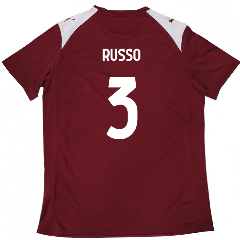 Danxen Kinderen Mattia Russo #3 Bourgondië Wit Thuisshirt Thuistenue 2025/26 T-Shirt