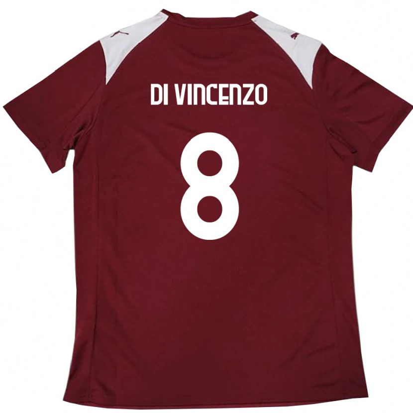 Danxen Kinderen Edoardo Di Vincenzo #8 Bourgondië Wit Thuisshirt Thuistenue 2025/26 T-Shirt
