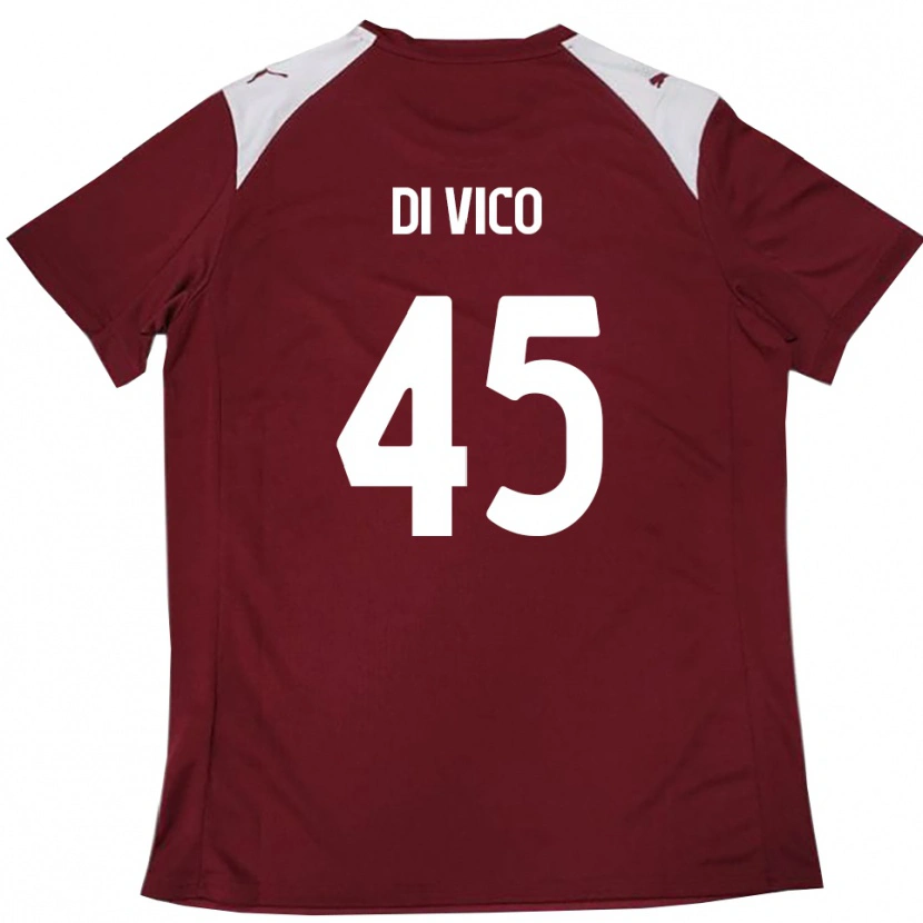 Danxen Kinderen Rocco Di Vico #45 Bourgondië Wit Thuisshirt Thuistenue 2025/26 T-Shirt