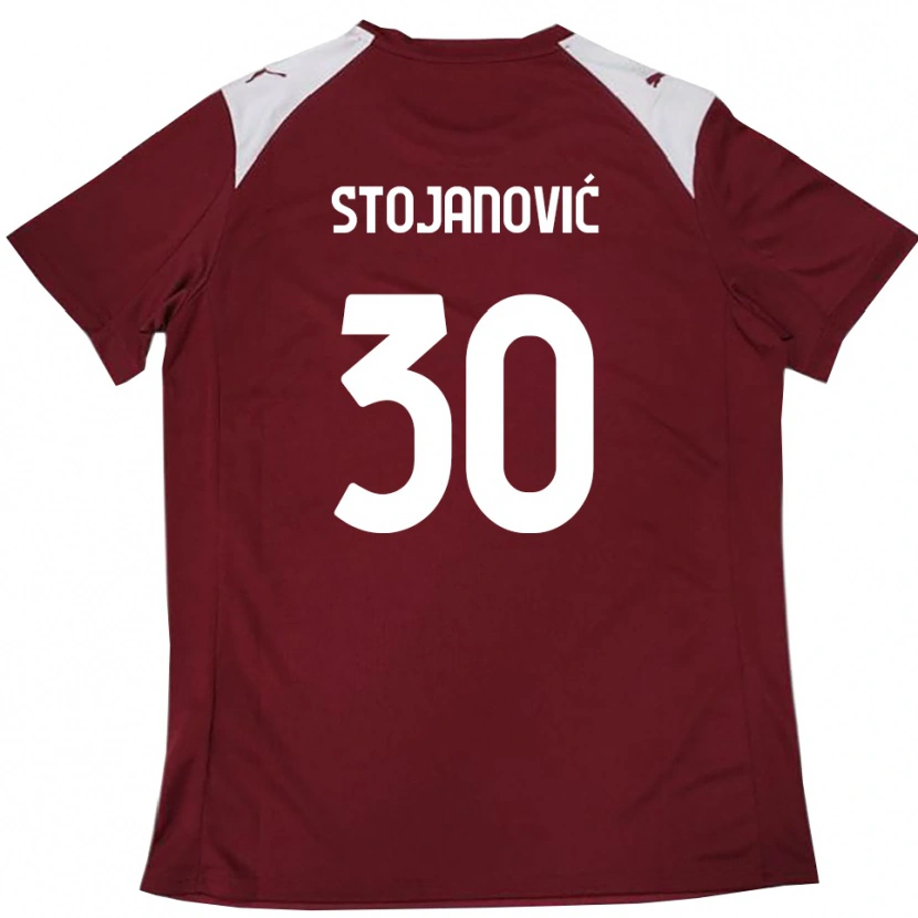 Danxen Kinderen Petar Stojanović #30 Bourgondië Wit Thuisshirt Thuistenue 2025/26 T-Shirt