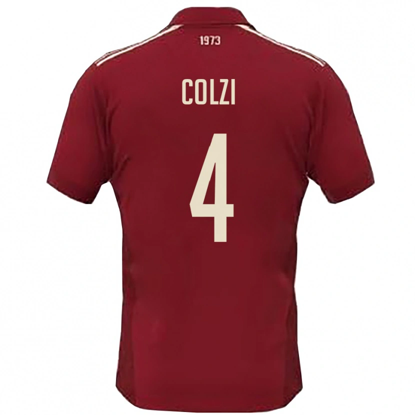 Danxen Kinderen Gabriele Colzi #4 Bourgondië Wit Thuisshirt Thuistenue 2025/26 T-Shirt