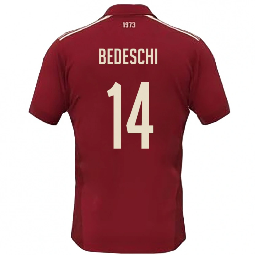 Danxen Kinderen Davide Bedeschi #14 Bourgondië Wit Thuisshirt Thuistenue 2025/26 T-Shirt