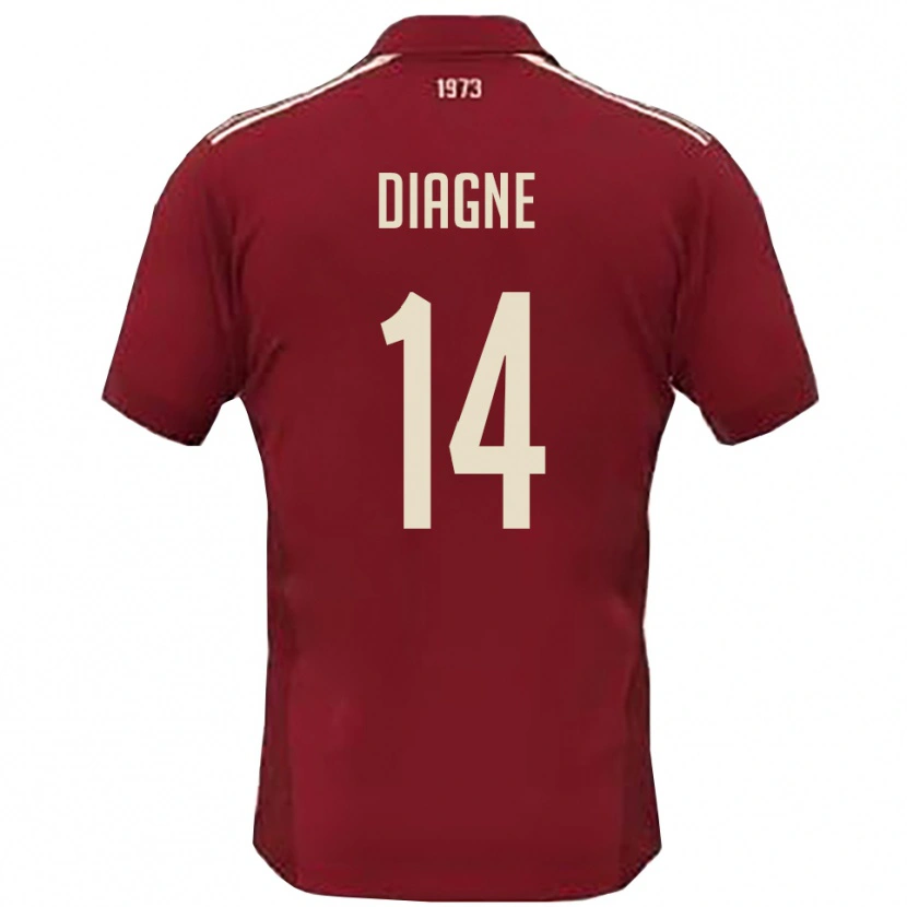 Danxen Kinderen Baye Diagne #14 Bourgondië Wit Thuisshirt Thuistenue 2025/26 T-Shirt
