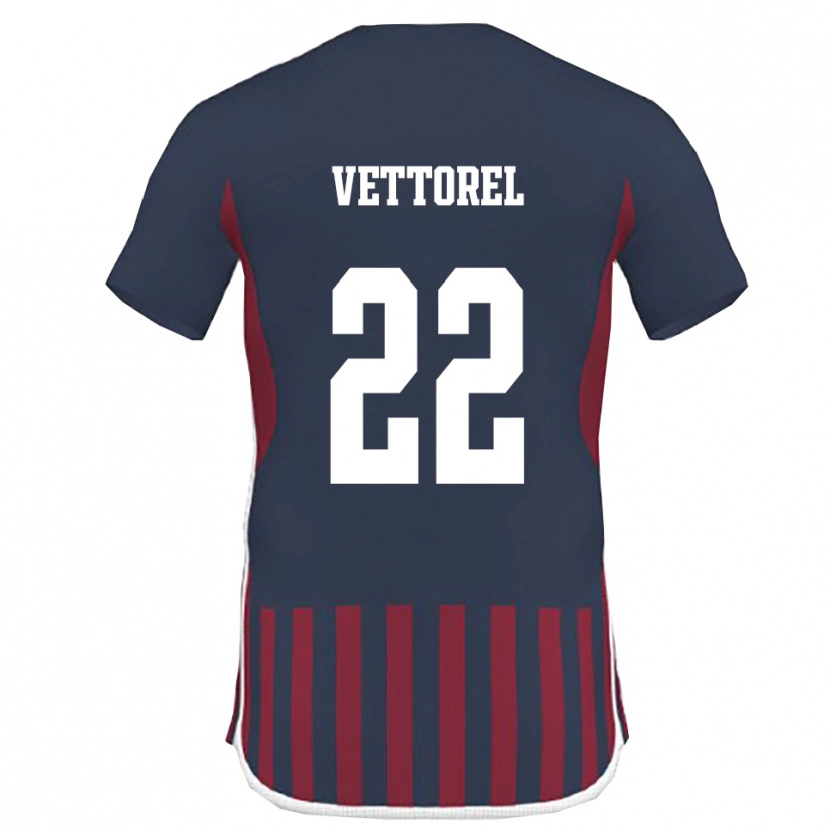 Danxen Kinderen Thomas Vettorel #22 Donkerblauw Rood Thuisshirt Thuistenue 2025/26 T-Shirt